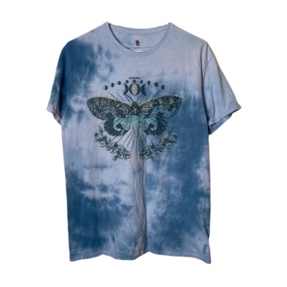 Junk food blue tie dye moth graphic short sleeve tee unisex S